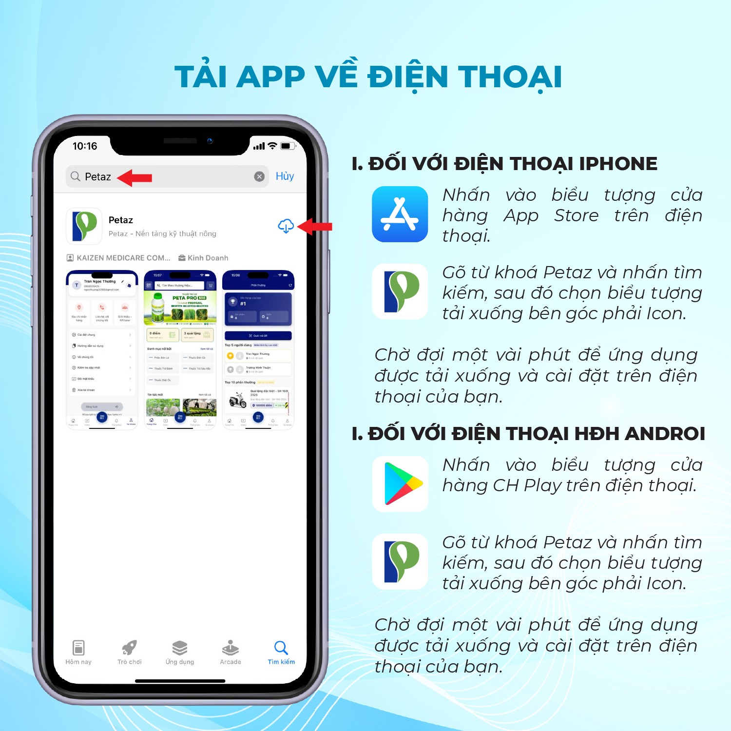 Hướng dẫn chi tiết sử dụng App PETAZ