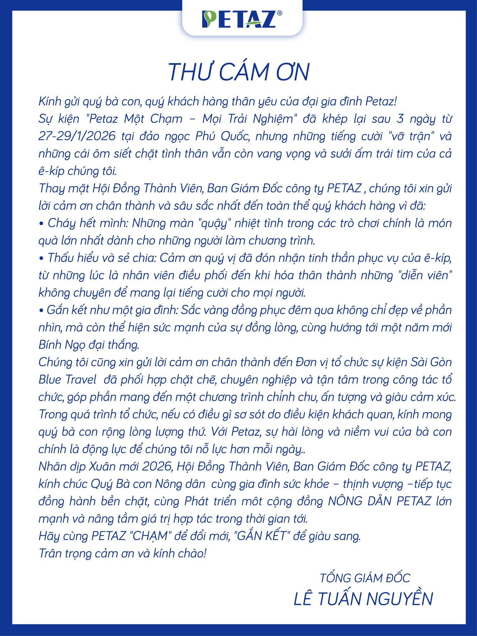 ❤️ THƯ CẢM ƠN