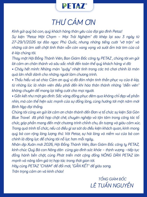 ❤️ THƯ CẢM ƠN