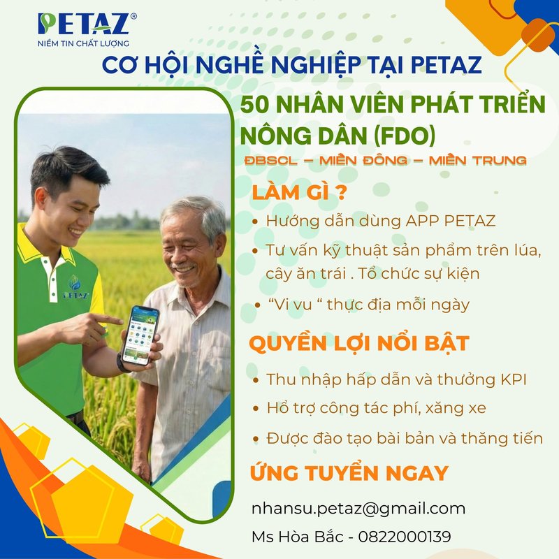 PETAZ - THÔNG BÁO TUYỂN DỤNG THÁNG 2 -2026