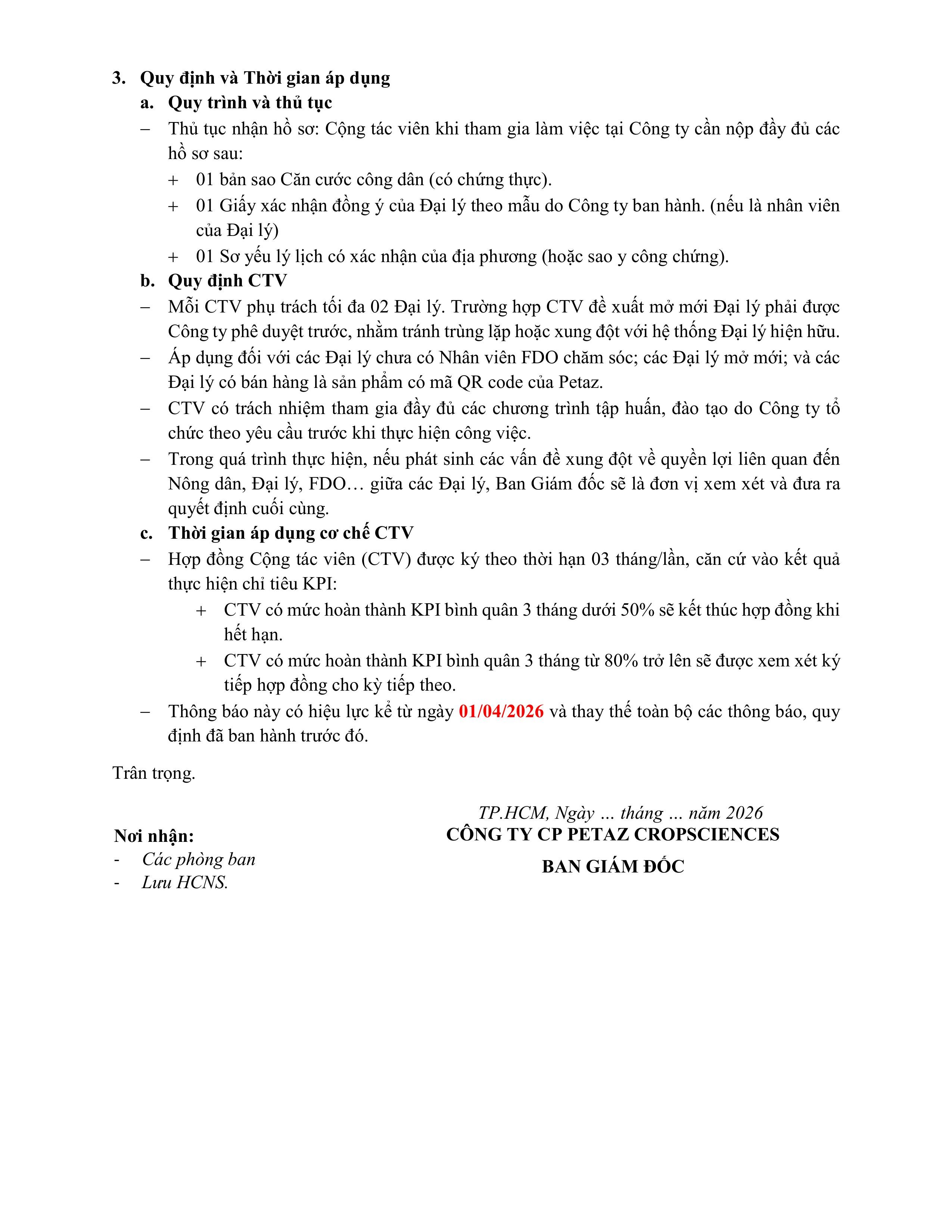TIÊU CHÍ ĐÁNH GIÁ VÀ THƯỞNG HIỆU QUẢ CÔNG VIỆC NHÂN VIÊN FDO THỜI VỤ– PHÁT TRIỂN NÔNG DÂN